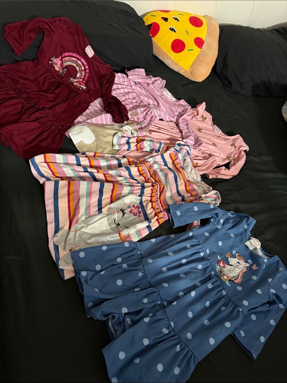 Pinky Girls Multicolor Dress Set - Blue, Pink, Burgundy, Striped
